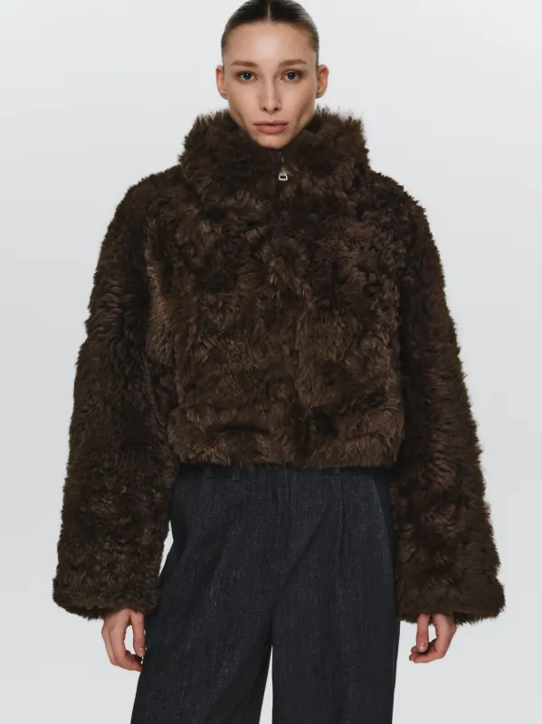 Toscana Fur Jacket, Chocolate sold by Source Unknown