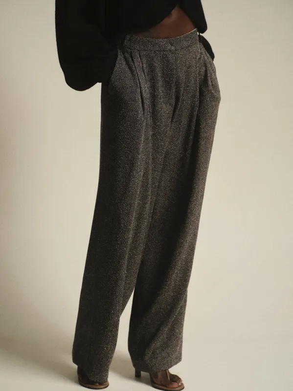 Pleated Trousers, Grey Melange sold by Source Unknown
