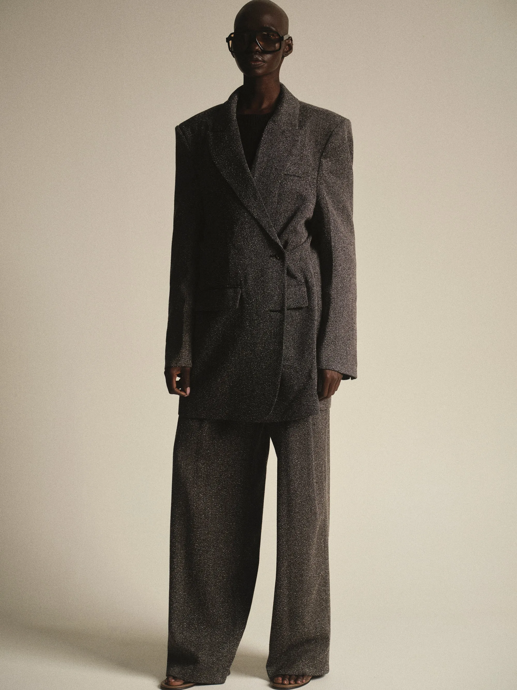 Oversized Overlap Blazer, Grey Melange sold by Source Unknown product image thumbnail 3