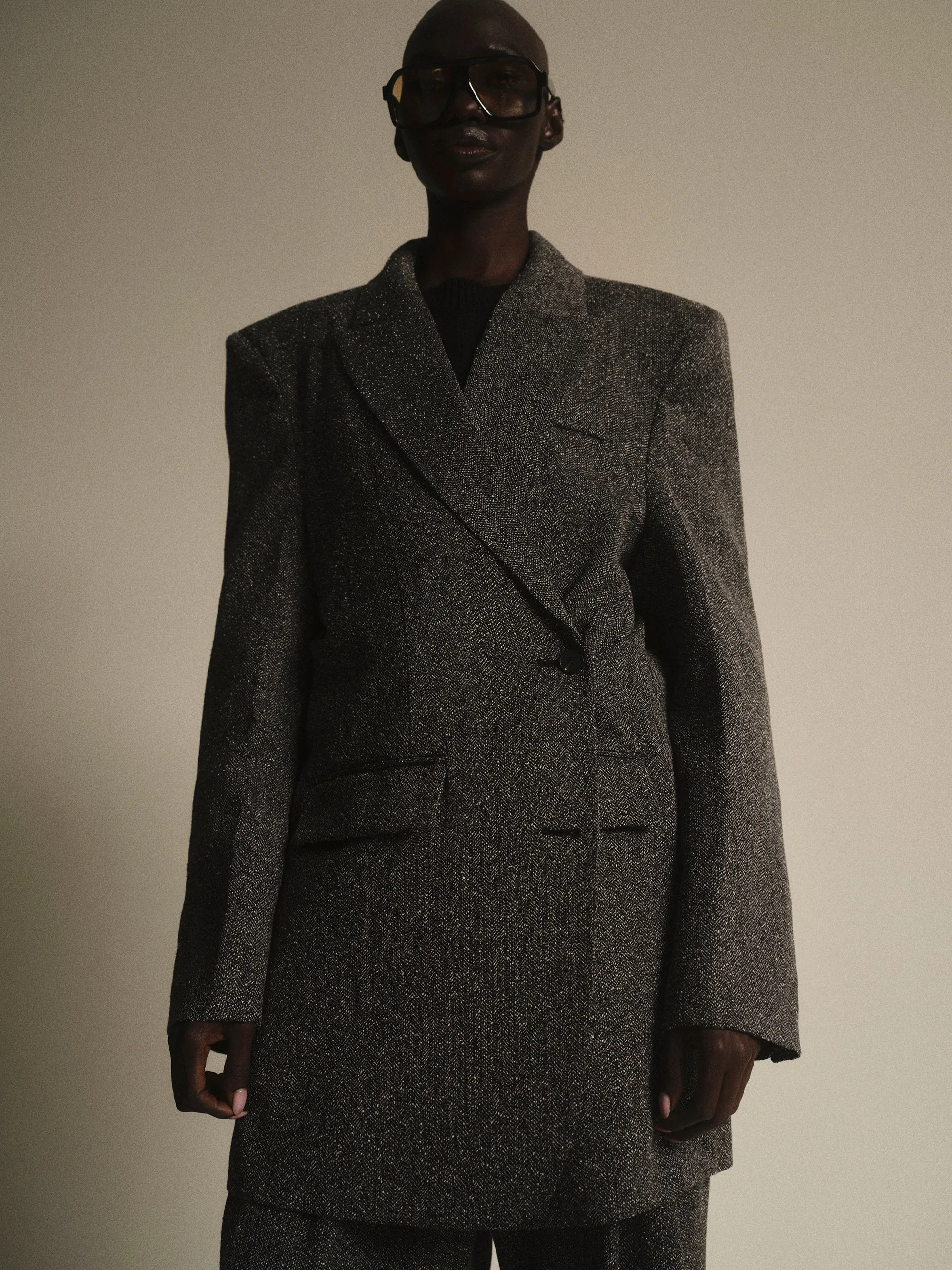 Oversized Overlap Blazer, Grey Melange sold by Source Unknown product image thumbnail 2