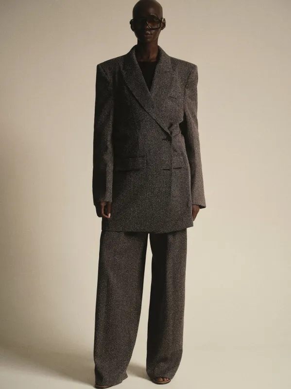 Oversized Overlap Blazer, Grey Melange sold by Source Unknown