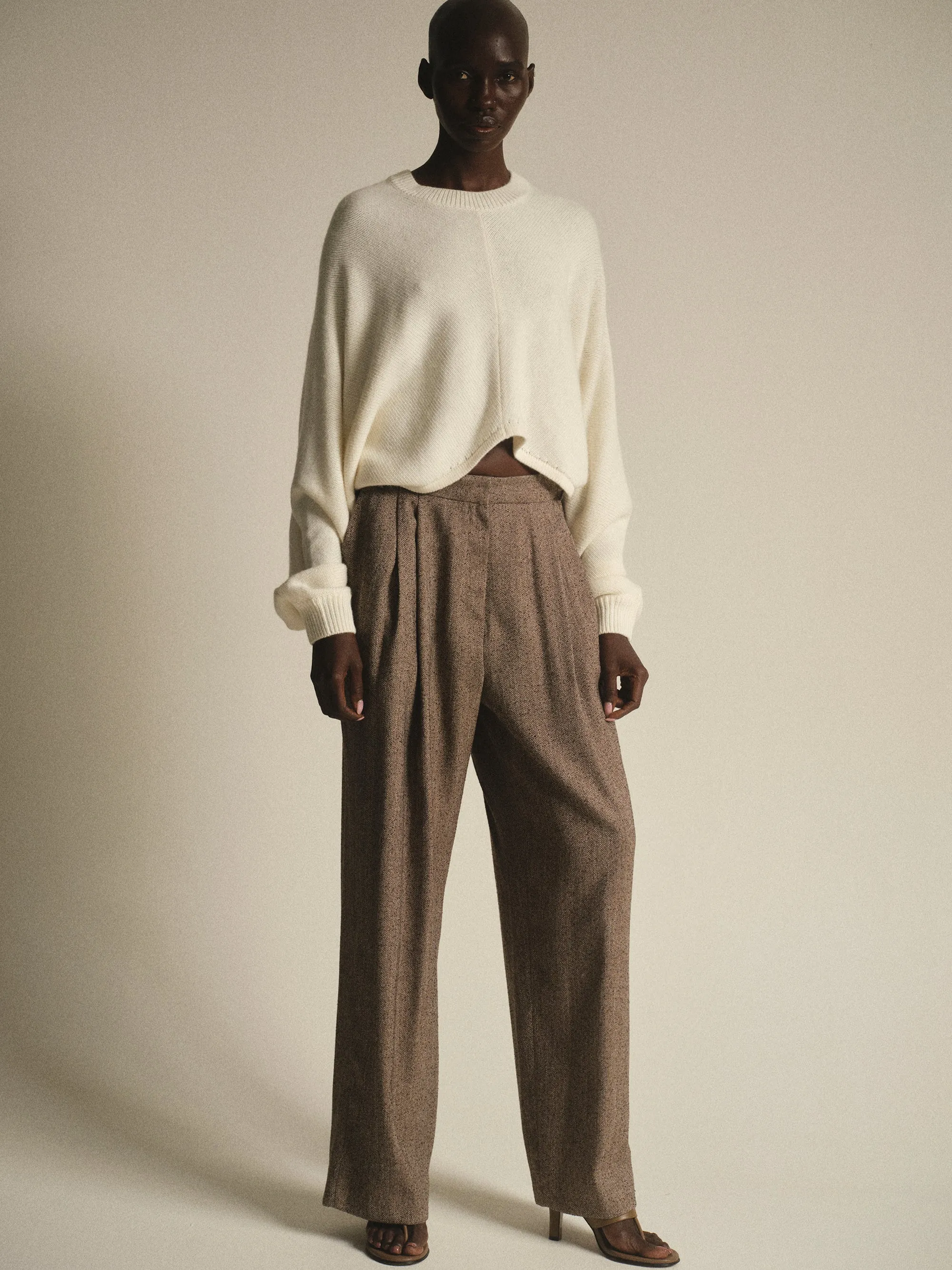 Pleated Trousers, Beige Melange sold by Source Unknown product image thumbnail 2