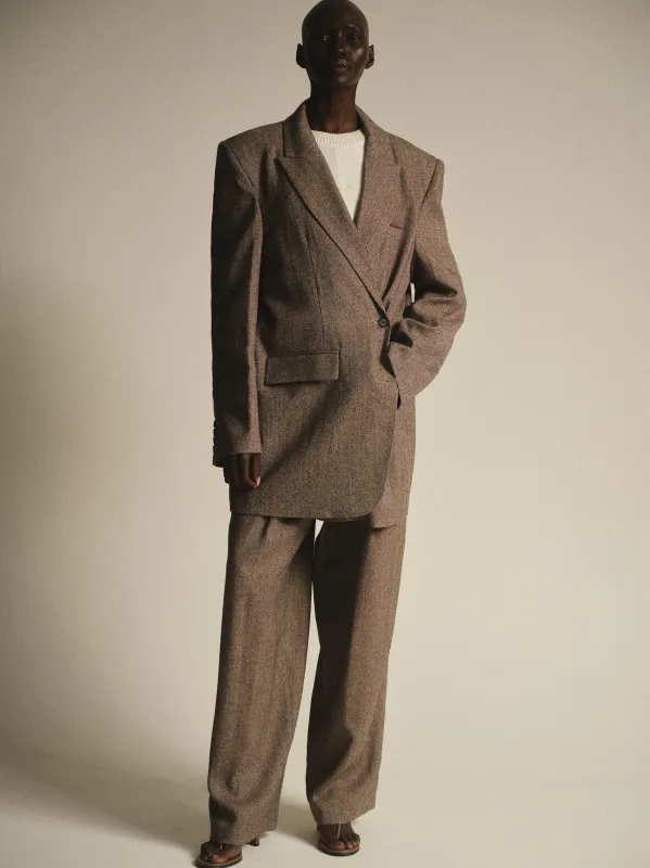 Oversized Overlap Blazer, Beige Melange sold by Source Unknown