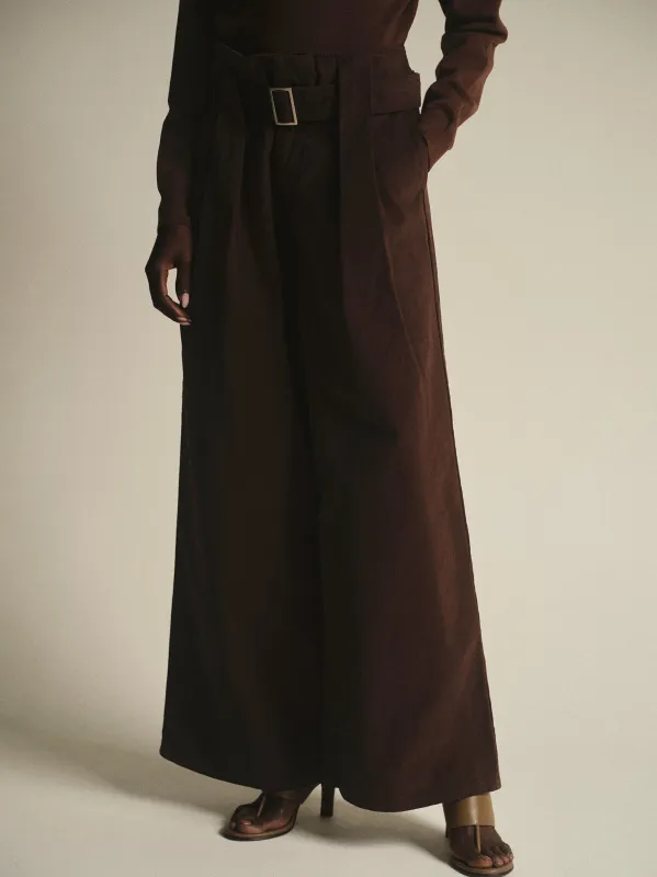 Belted Wide Pants, Brown sold by Source Unknown