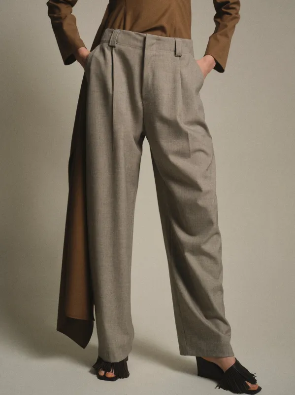 Wide Leg Suit Trousers, Grey sold by Source Unknown