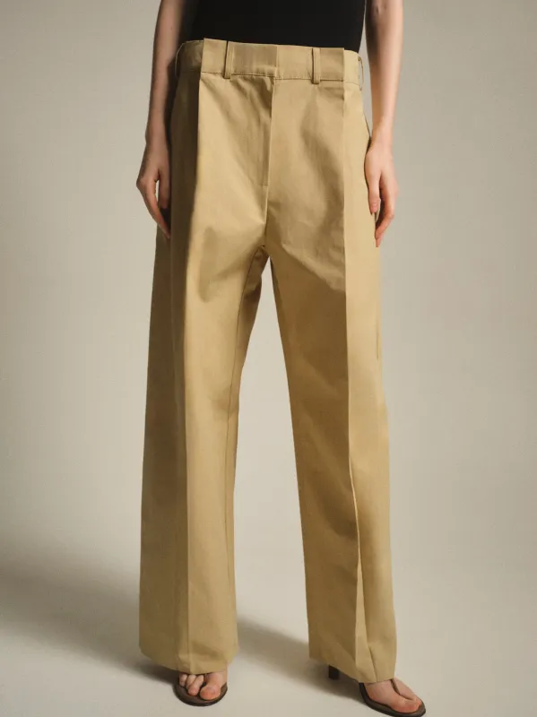 Relaxed Pleated Chinos, Beige sold by Source Unknown