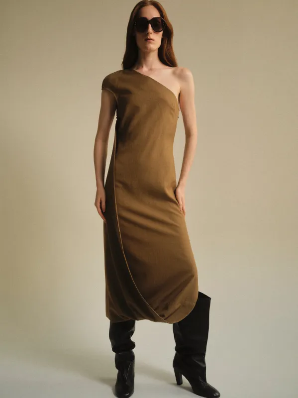 Asymmetric Dress, Beige sold by Source Unknown