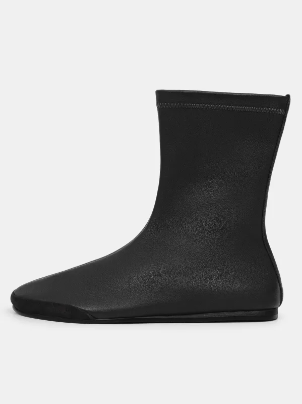 Leather Ankle Boots, Black sold by Source Unknown