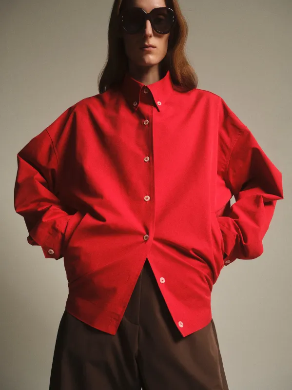 Shirt Blouson Jacket, Red sold by Source Unknown