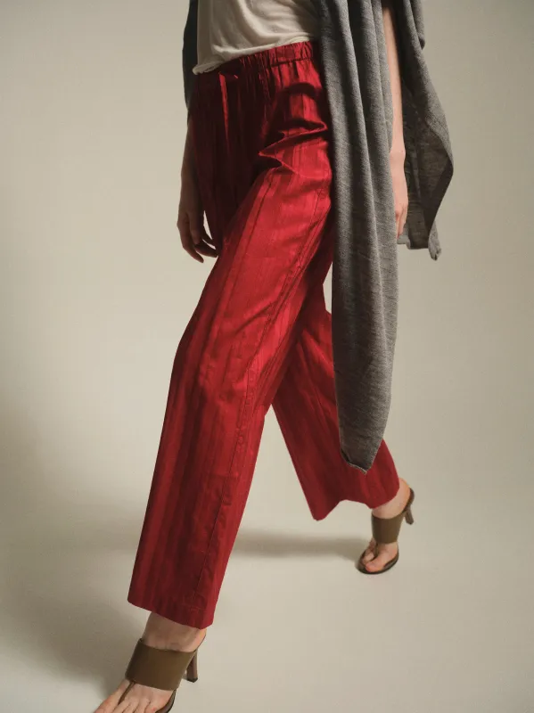 Drawstring Striped Trousers, Red sold by Source Unknown