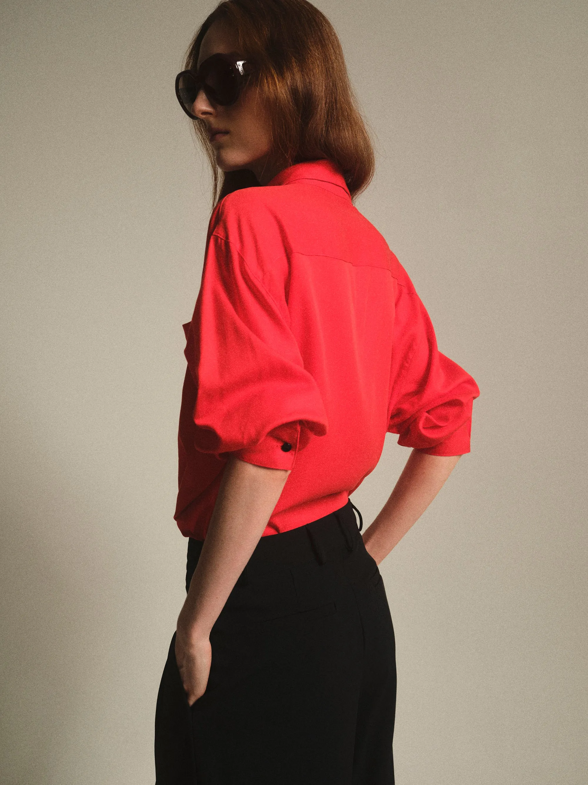 Tencel Button Down Shirt, Red sold by Source Unknown product image thumbnail 3