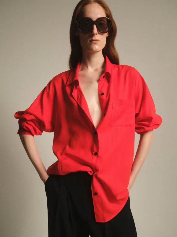 Tencel Button Down Shirt, Red sold by Source Unknown