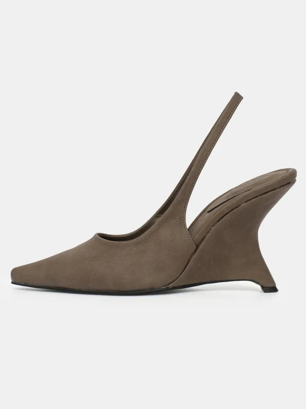 Slingback Wedge Heels, Khaki sold by Source Unknown