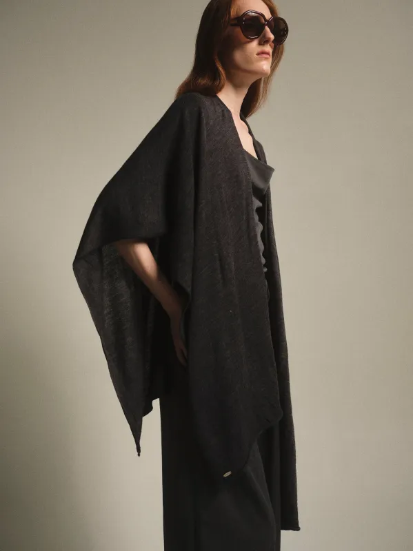 Wool-Blend Knit Shawl, Charcoal sold by Source Unknown