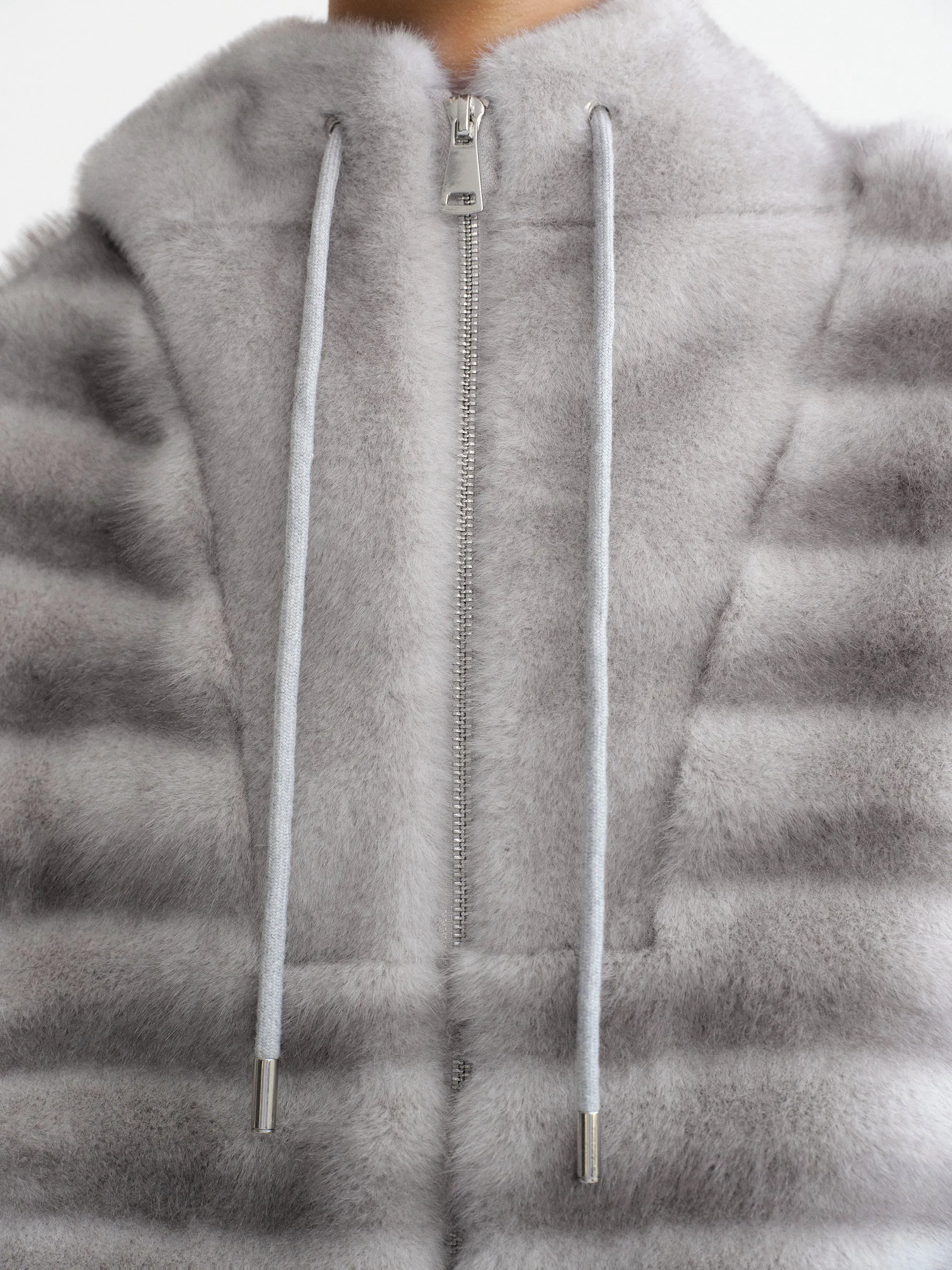 Faux-Fur Hooded Jacket, Grey sold by Source Unknown product image thumbnail 3