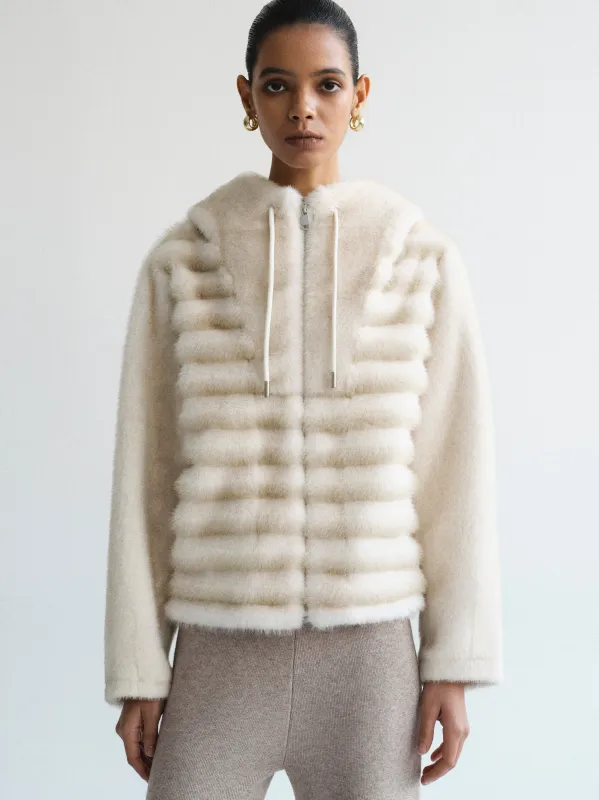 Faux-Fur Hooded Jacket, Natural sold by Source Unknown