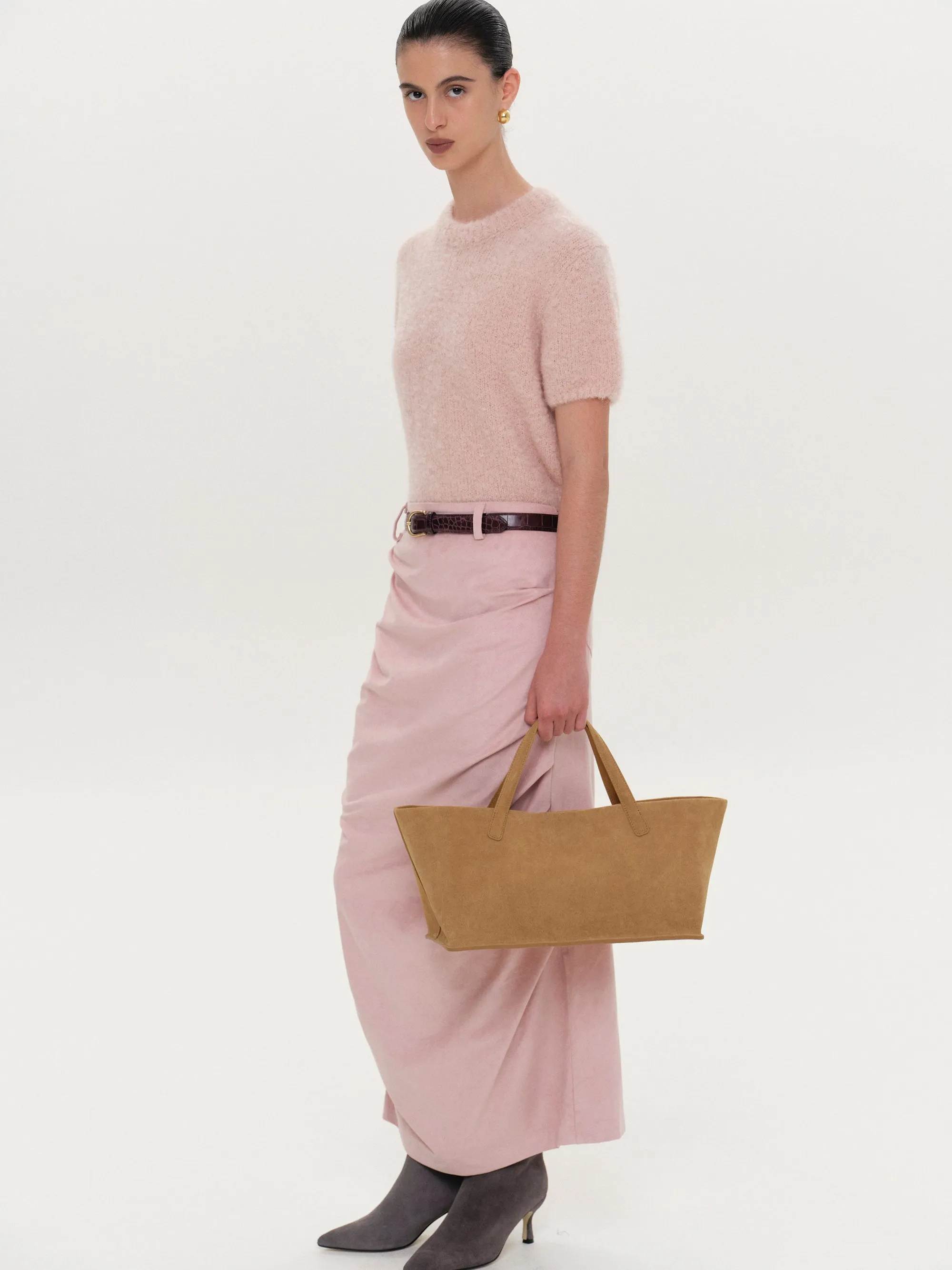 Trapeze Suede Tote, Tan sold by Source Unknown product image thumbnail 3
