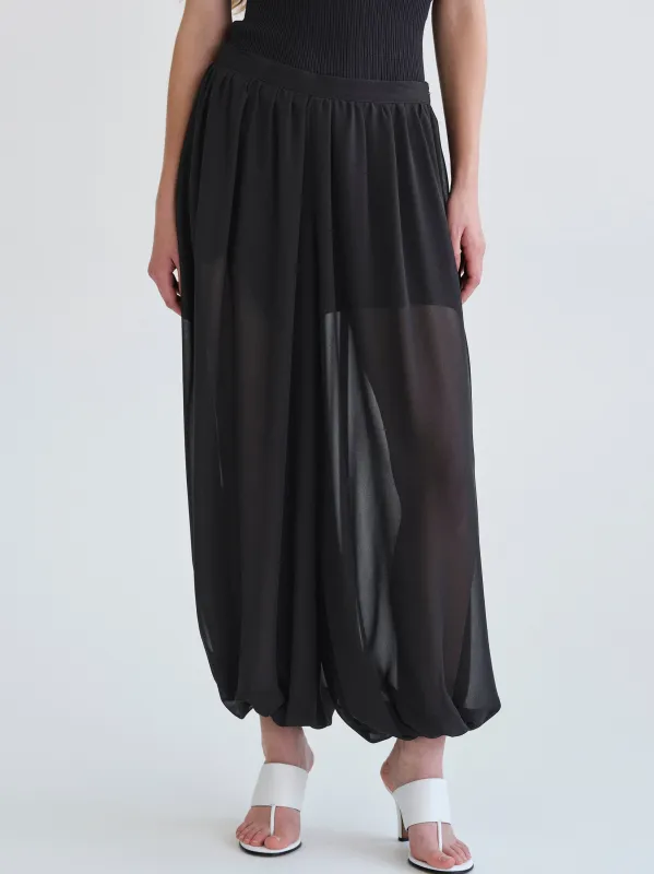 Semi-Sheer Balloon Trousers, Black made by Source Unknown