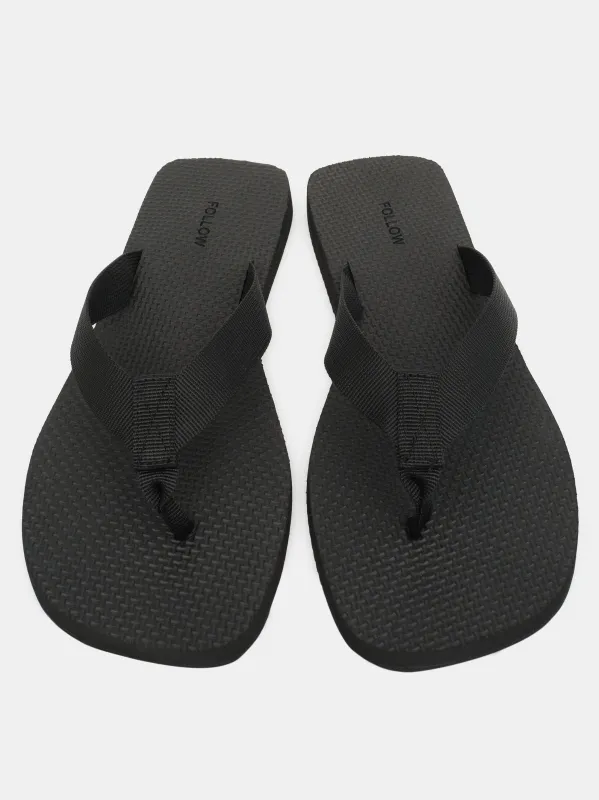 Woven Strap Flip-Flops, Black sold by Source Unknown