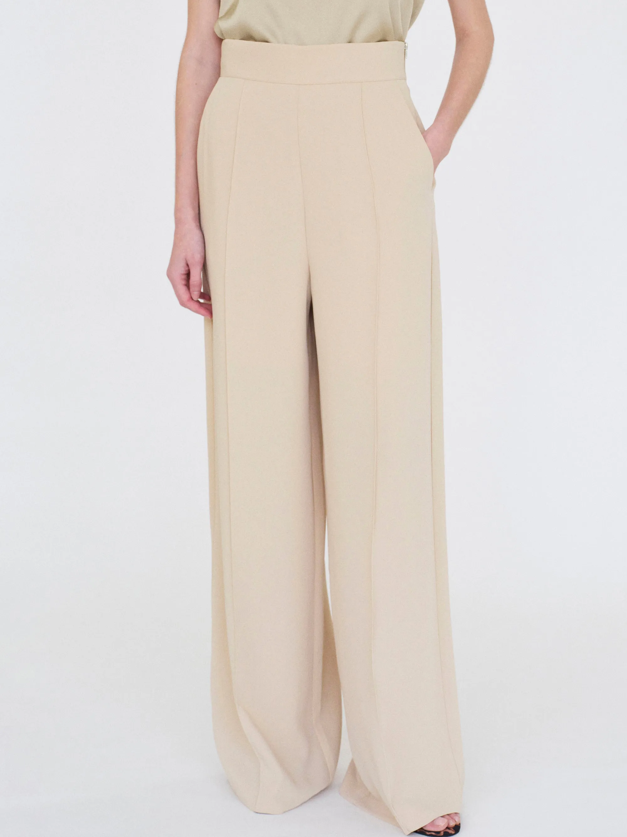 High-Waisted Crepe Pants, Mushroom sold by Source Unknown product image thumbnail 3