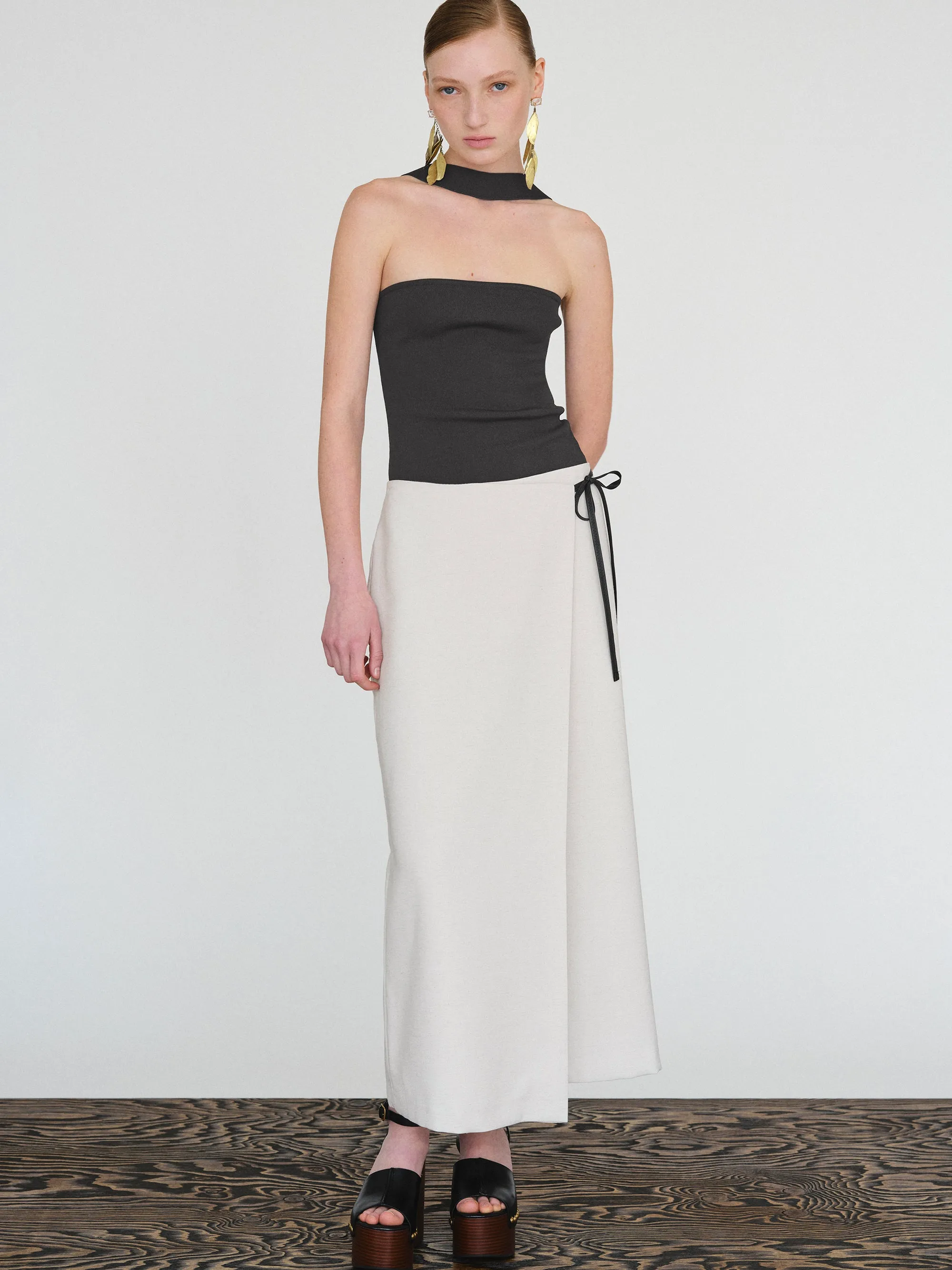 Wrap Linen Skirt, Ivory sold by Source Unknown product image thumbnail 3