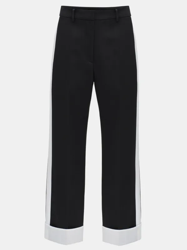 Colorblock Cuffed Trousers, Black made by Source Unknown