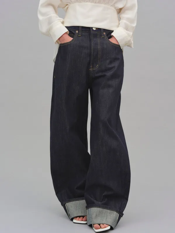 Oversized Selvedge Jeans, Indigo sold by Source Unknown