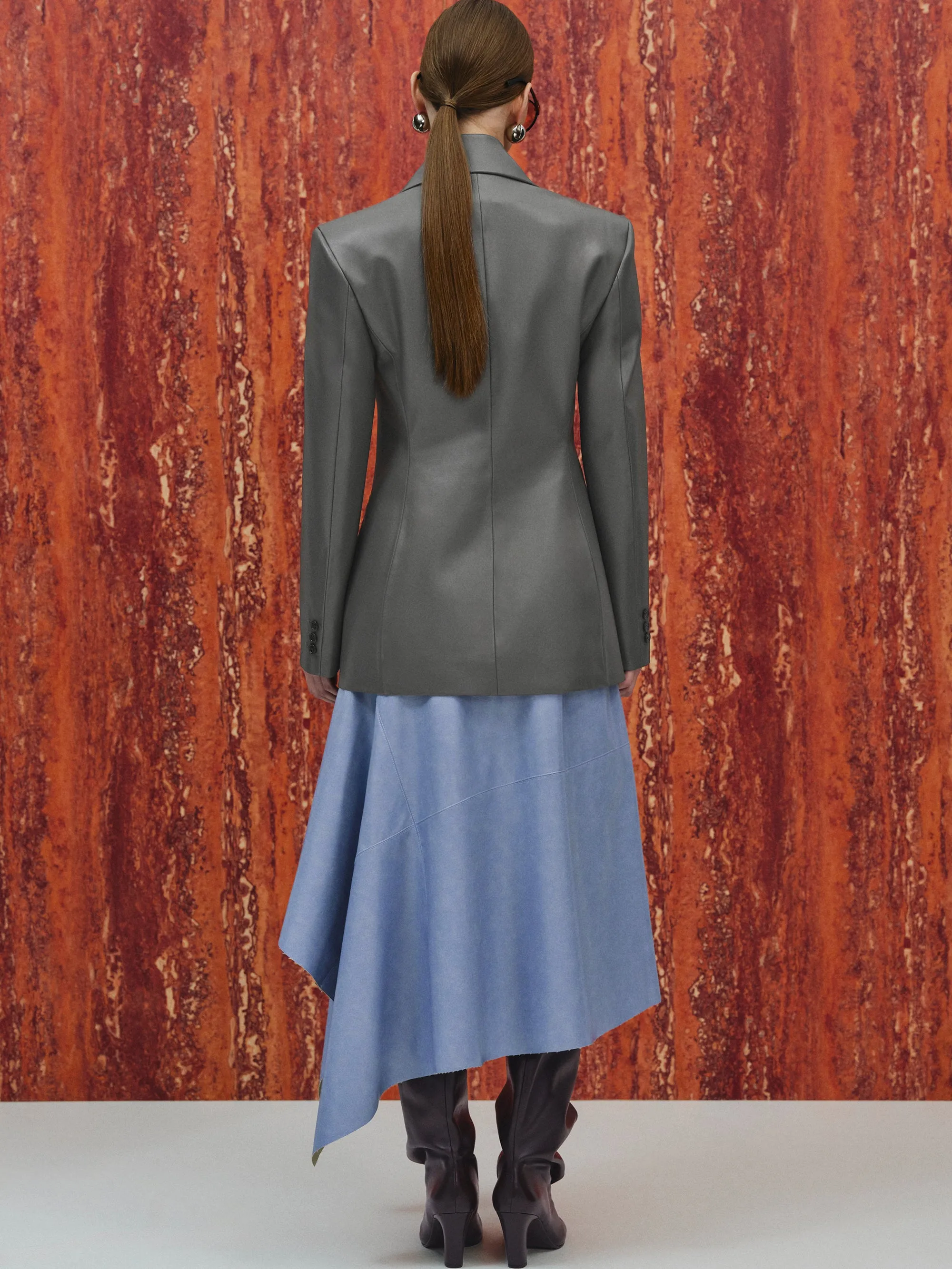 Nangy Faux-Leather Cinched Blazer, Grey sold by Source Unknown product image thumbnail 5