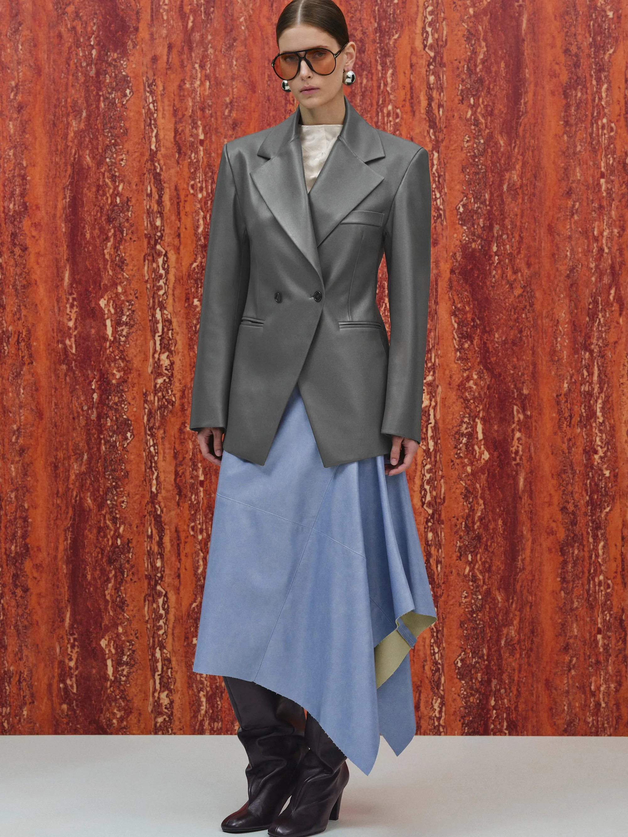 Nangy Faux-Leather Cinched Blazer, Grey sold by Source Unknown product image thumbnail 2