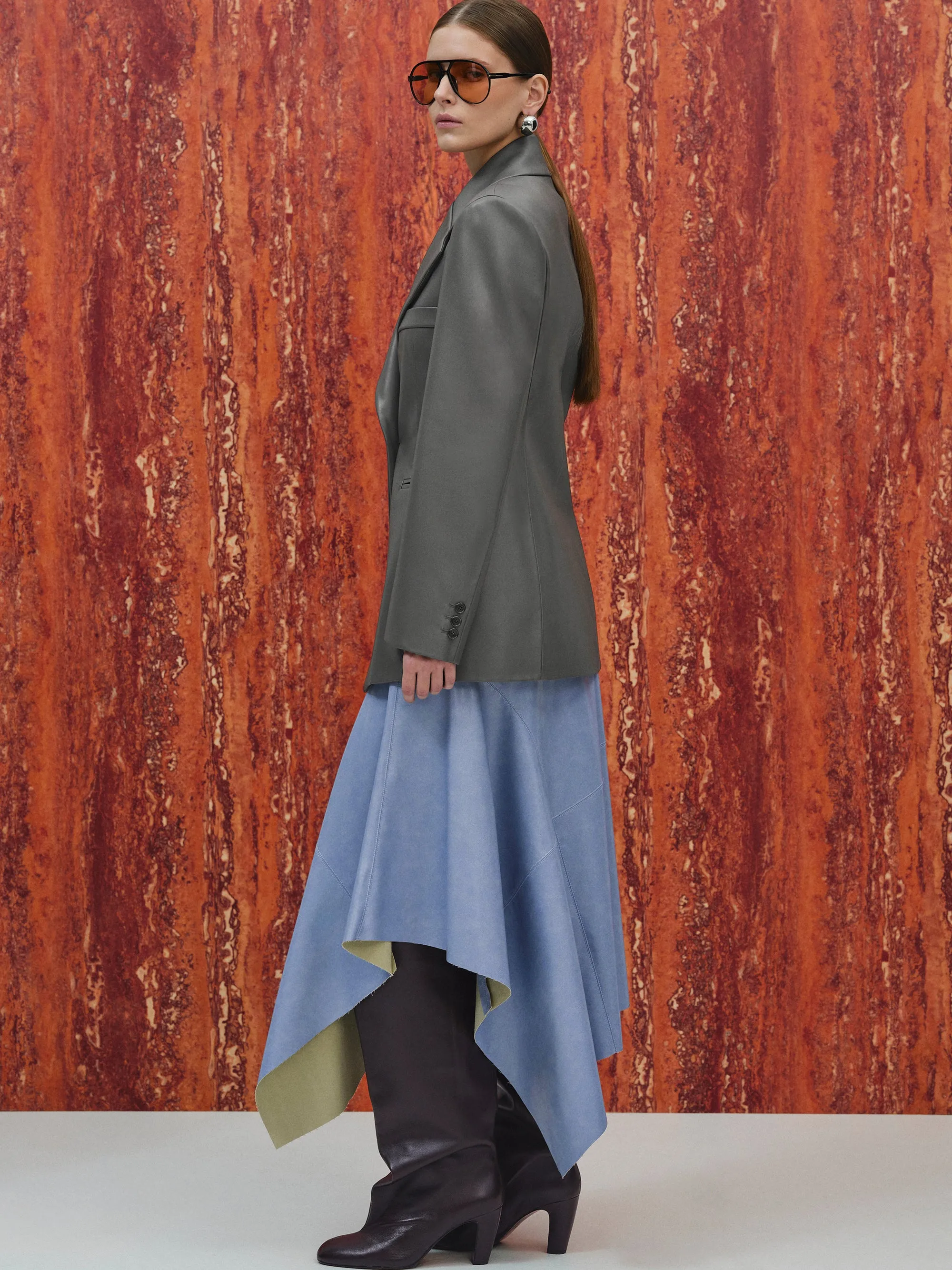 Nangy Faux-Leather Cinched Blazer, Grey sold by Source Unknown product image thumbnail 4