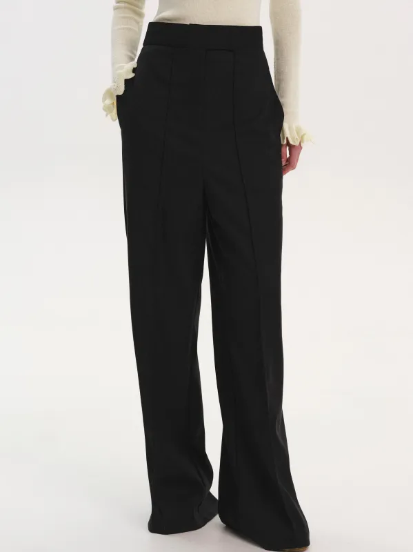 Selvan High Waist Creased Trousers, Black sold by Source Unknown