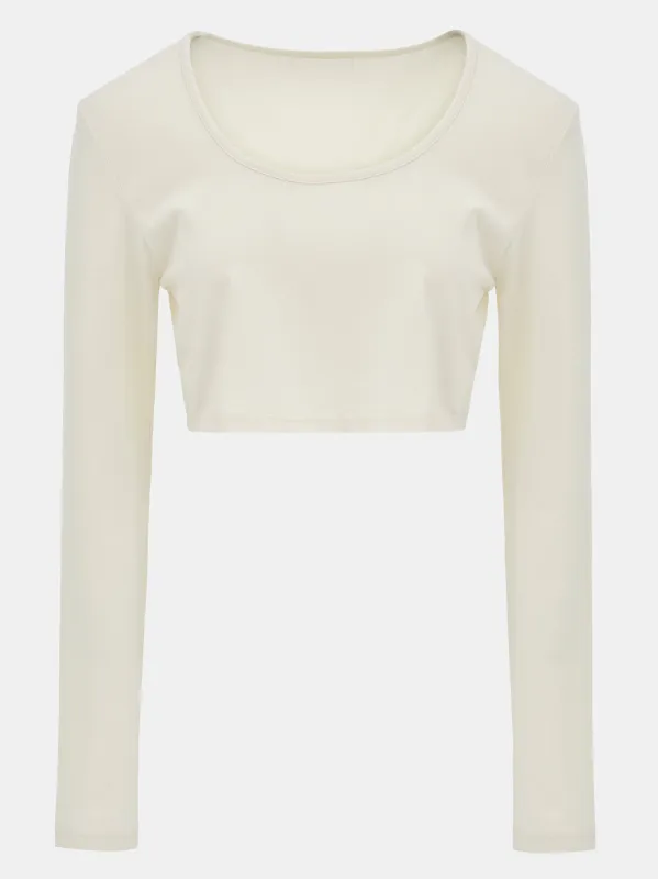 Cropped Modal Tee, Cream sold by Source Unknown