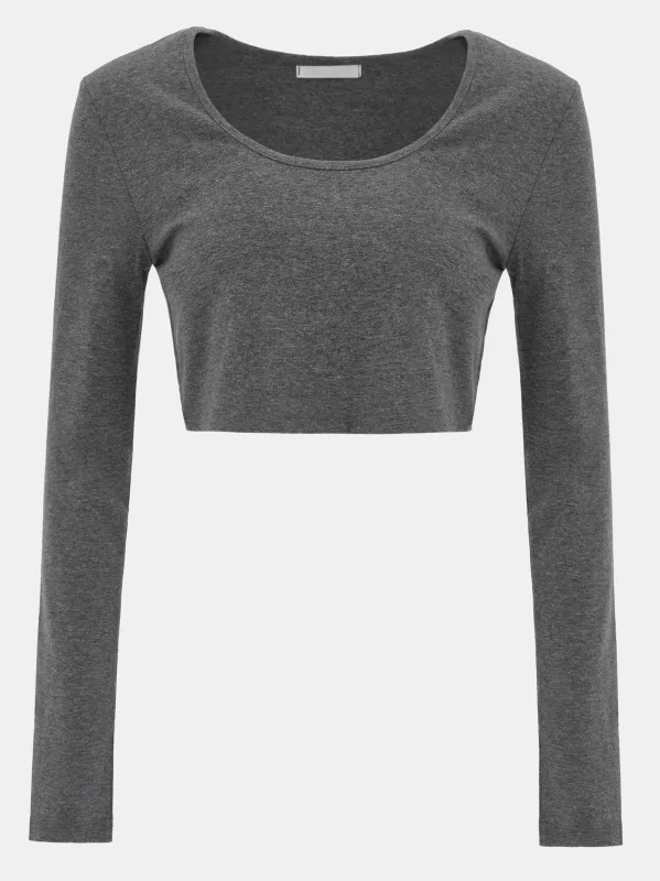 Cropped Modal Tee, Charcoal sold by Source Unknown