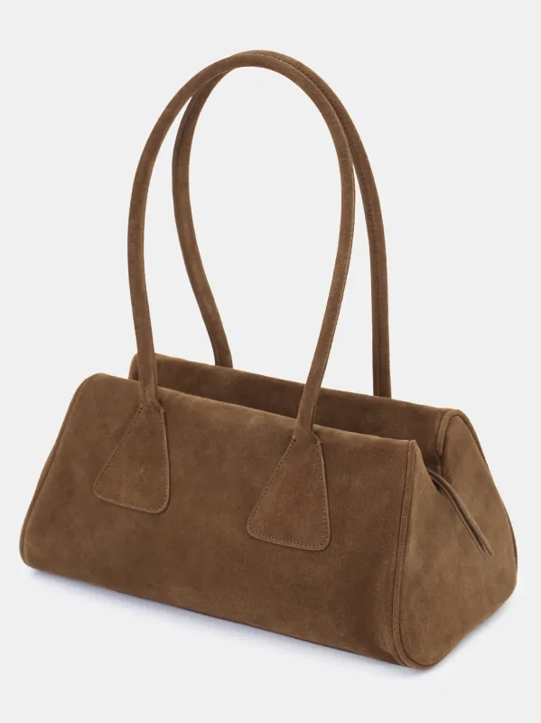 Triangular Boston Tote, Taupe sold by Source Unknown