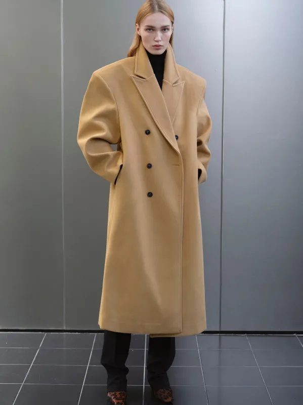 Wallis Oversized Grandpa Coat, Camel sold by Source Unknown
