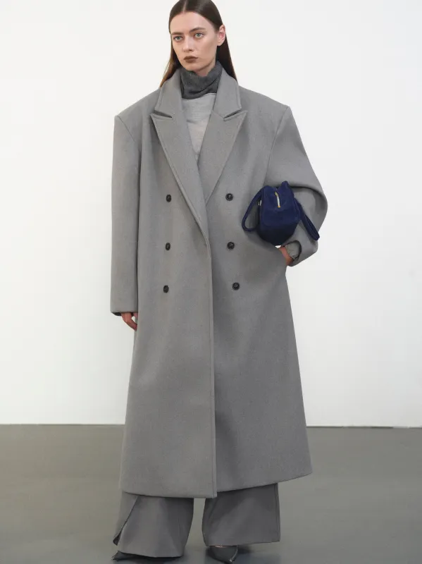 Wallis Oversized Grandpa Coat, Warm Grey sold by Source Unknown