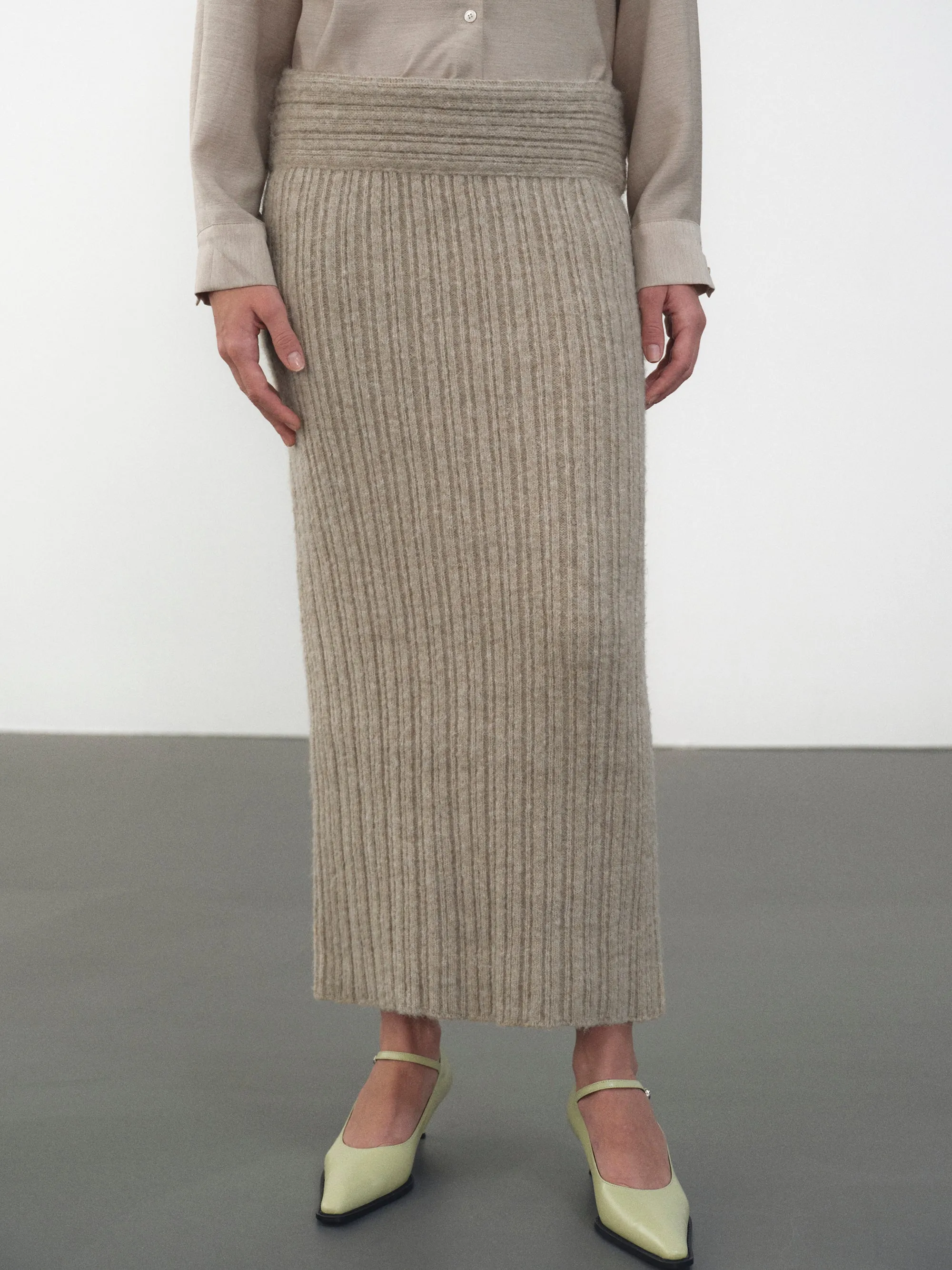 Becca High Roll Knit Skirt, Coconut sold by Source Unknown product image thumbnail 2