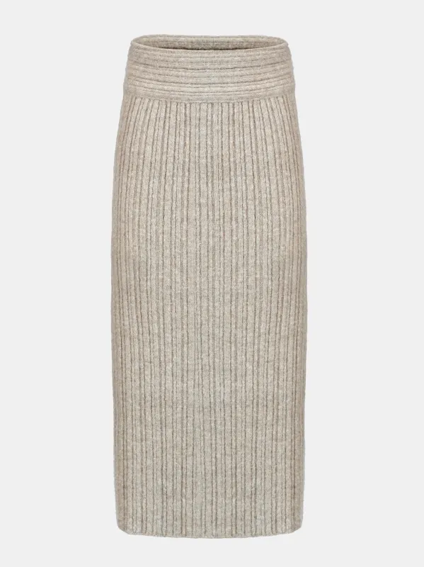 Becca High Roll Knit Skirt, Coconut sold by Source Unknown