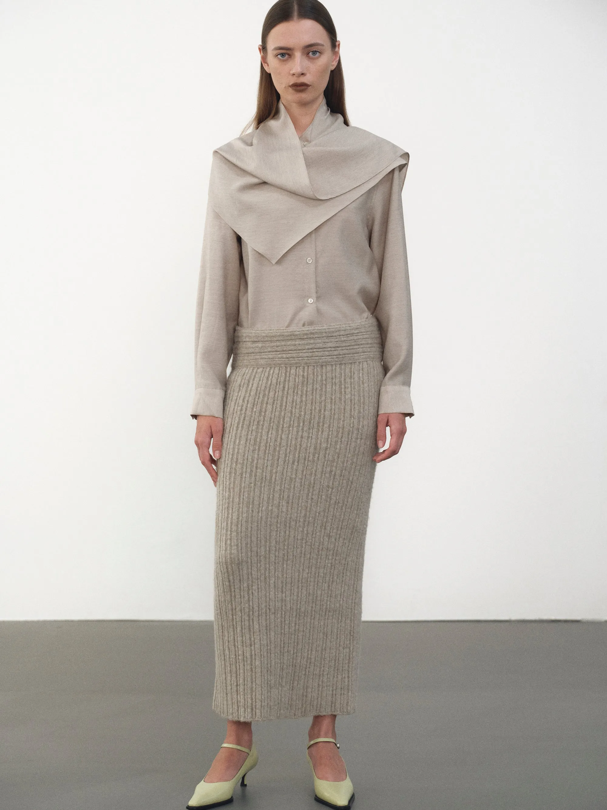 Becca High Roll Knit Skirt, Coconut sold by Source Unknown product image thumbnail 4