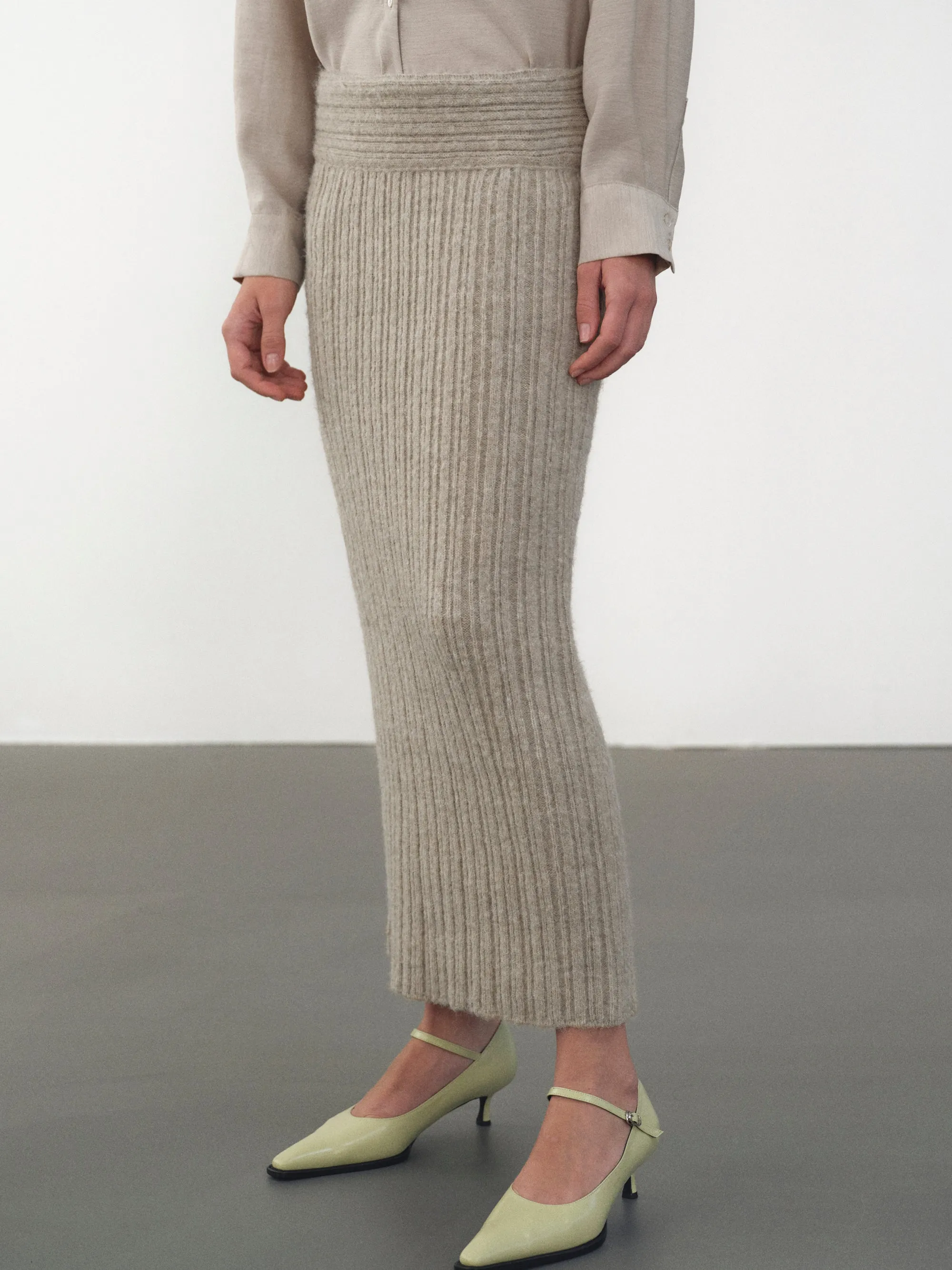 Becca High Roll Knit Skirt, Coconut sold by Source Unknown product image thumbnail 3