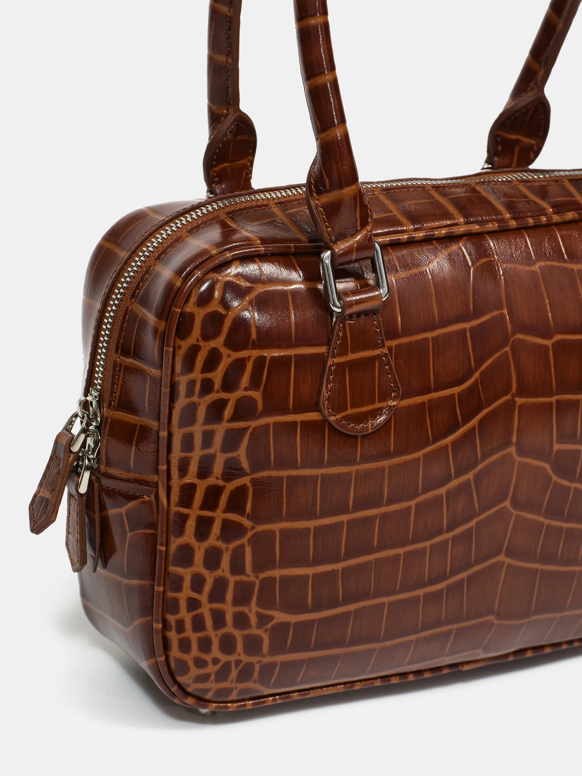 Yves Croc-embossed Leather Bag, Chocolate sold by Source Unknown product image thumbnail 2