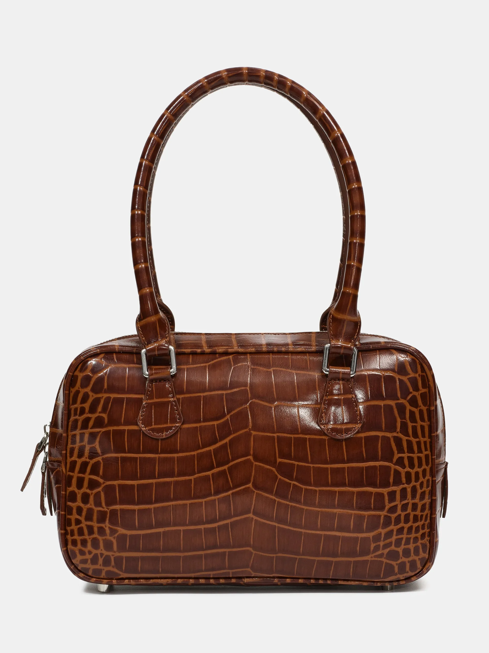 Yves Croc-embossed Leather Bag, Chocolate sold by Source Unknown product image thumbnail 5