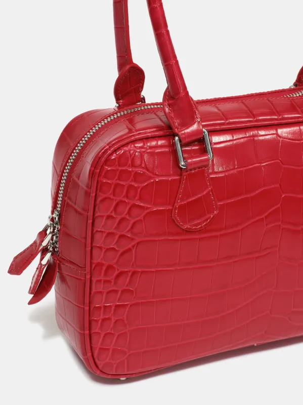 Yves Croc-embossed Leather Bag, Red sold by Source Unknown