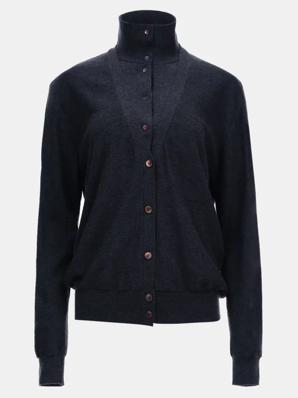 Fabbie Layered Cardigan, Charcoal sold by Source Unknown