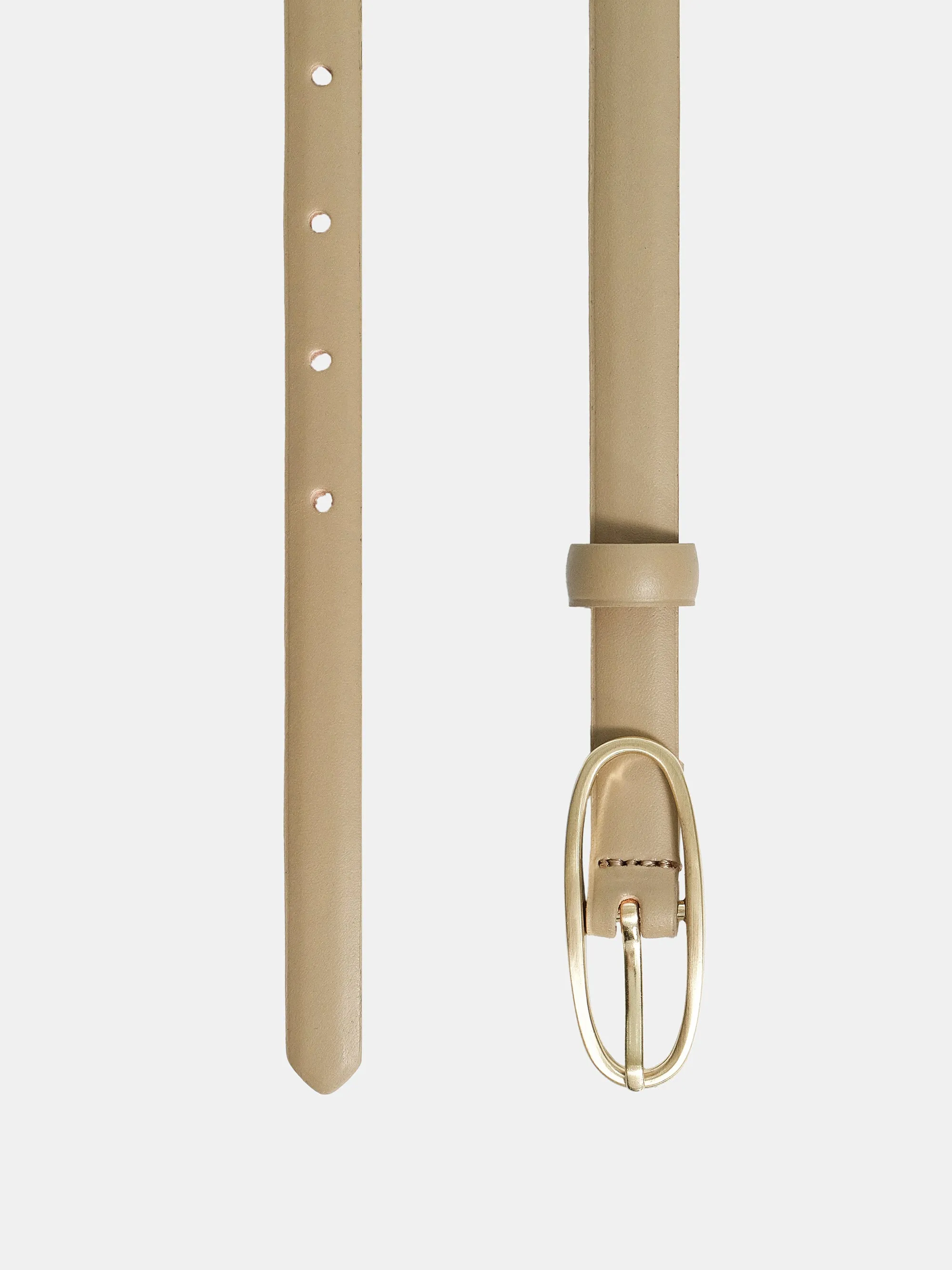 Oval Buckle Leather Belt, Sand sold by Source Unknown