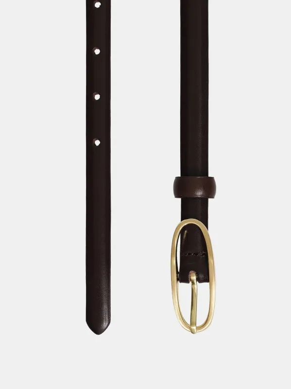 Oval Buckle Leather Belt, Chocolate sold by Source Unknown