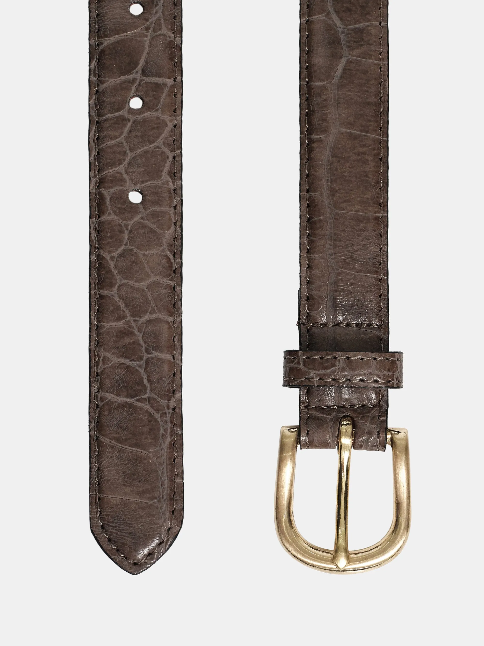 Thin Croc-Effect Belt, Coffee sold by Source Unknown