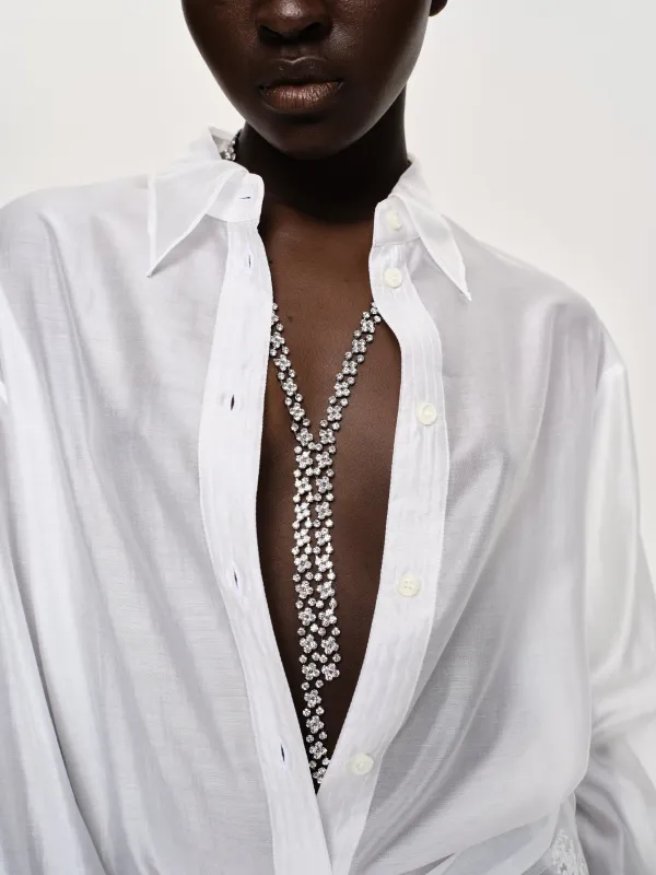 Rhinestone Drop Necklace, Silver sold by Source Unknown