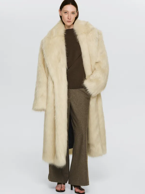 Wallis Oversized Grandpa Fur Coat, Tuscan Cream sold by Source Unknown