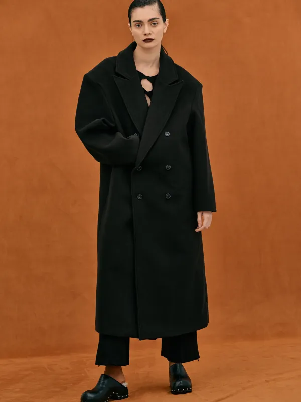 Wallis Oversized Grandpa Coat, Black made by Source Unknown